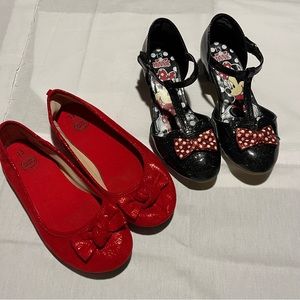 Girls size 13 shoes. Red and black and white Minnie Mouse